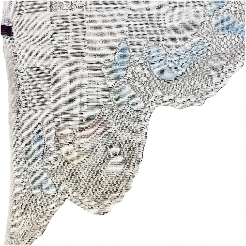 VTG Butterfly Bird Colored‎ Sheer Lace Curtain Valance 28